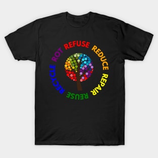 Refuse Reduce Repair Reuse Recycle Rot - Rainbow Tree T-Shirt